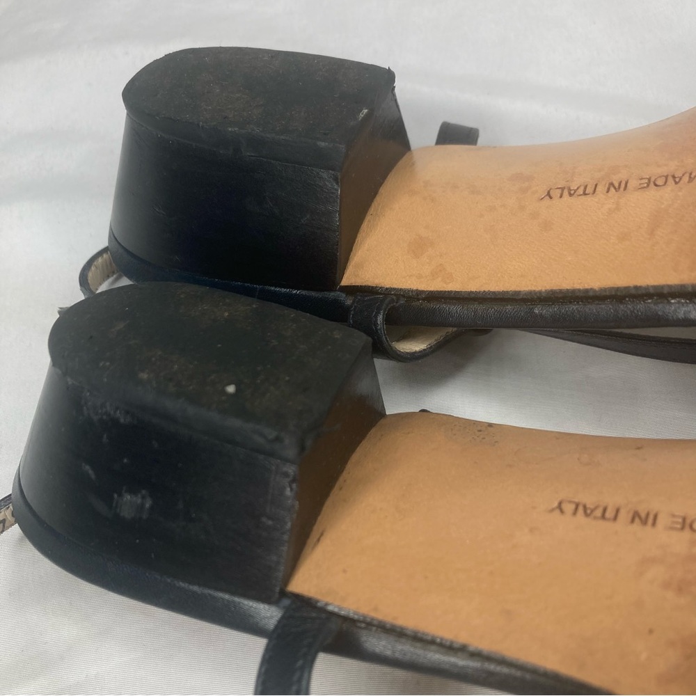 Salvatore Ferragamo Black Heels with Gold Accents - Picture 5 of 6